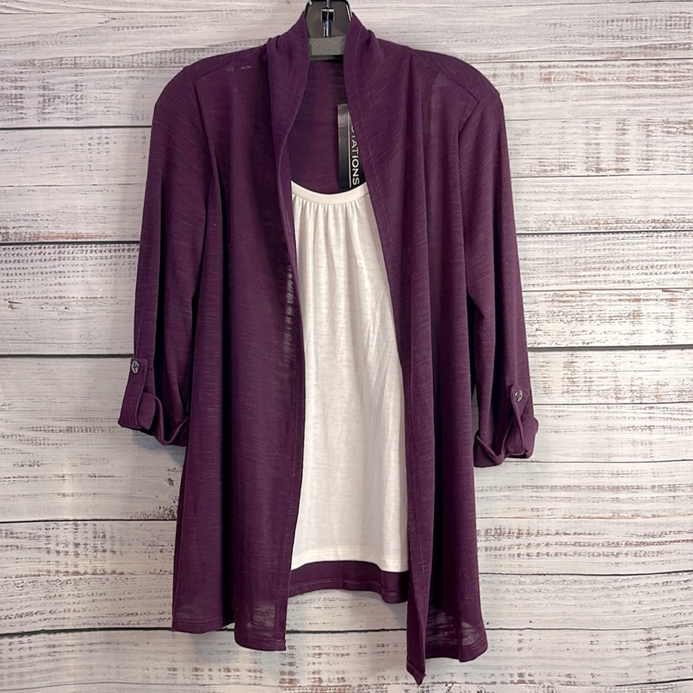 🔥 SALE Notations Plum Purple Cardigan Sweater | Size Small